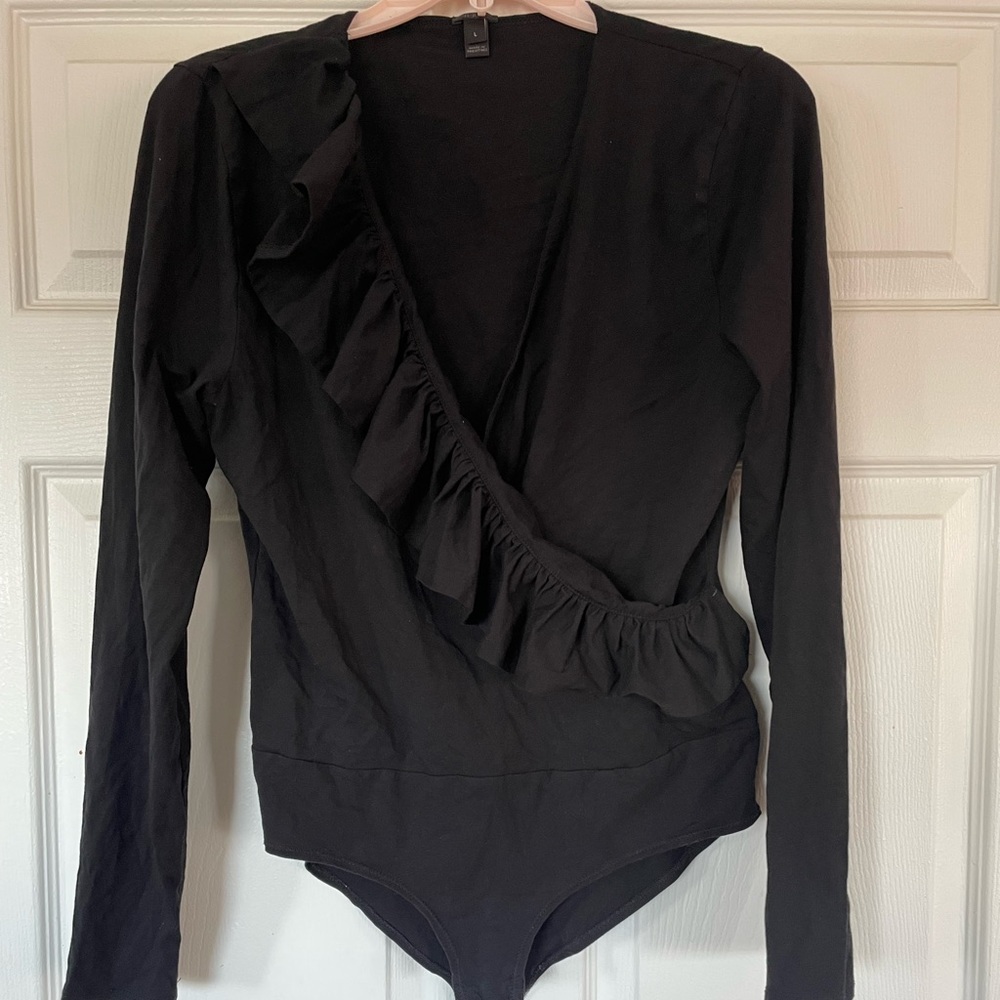 J Crew Ruffle-Front Wrap Bodysuit
